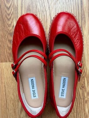 Steve Madden Red Double-Strap Mary Jane Espadrilles